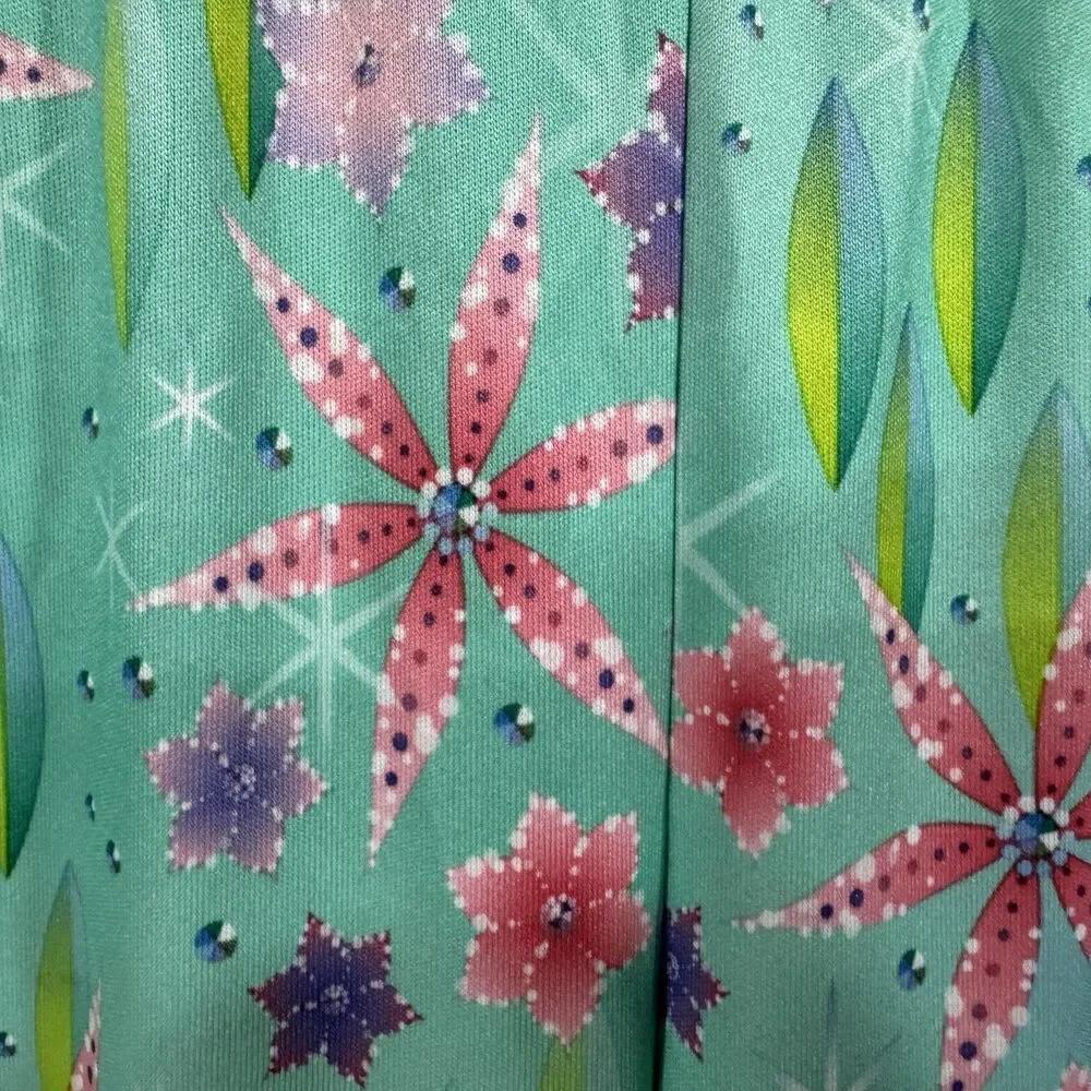 Shimmer & Shine Girls PJ Pants Size 10-12 Green Pink Purple Floral Sleepwear